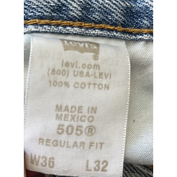 Vintage Levis 505 Jeans Mens 36x30 Blue Regular Fit‎ Straight Leg Y2K Distressed - Picture 8 of 16